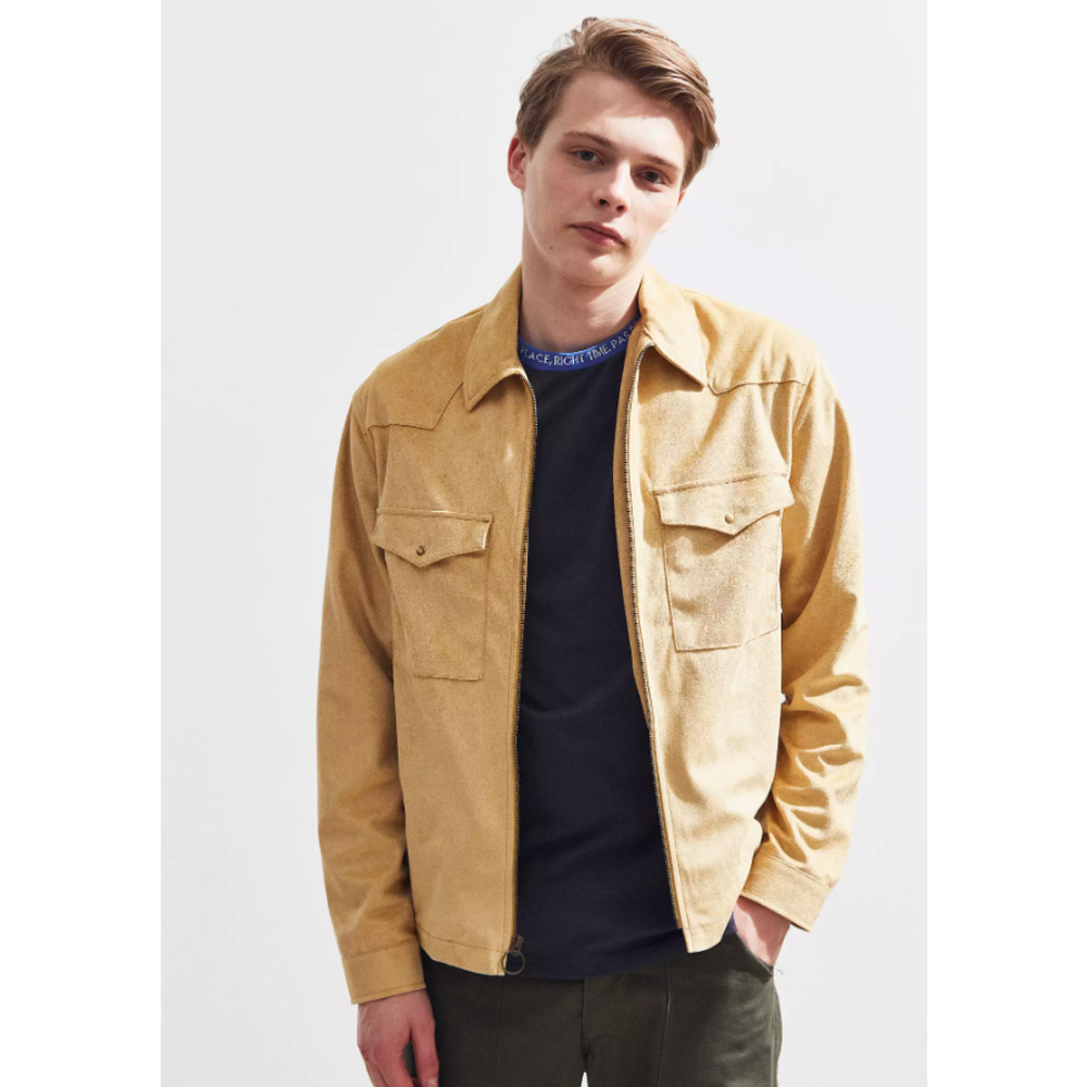 Urban Outfitters Faux Suede Zip Shirt Jacket Large